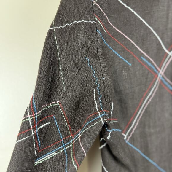 Moschino Cheap and Chic Women’s Blazer Size 6 Linen Stitched Plaid Vintage Boho - Picture 11 of 16